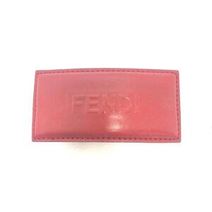 FENDI logo Barrette Hair Clip Leather Red